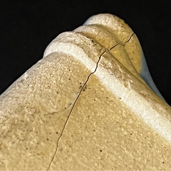 Art Pottery Butter Stick Dish Tray Handled Glazed Rolled Loop Incense Pottery - Picture 6 of 12